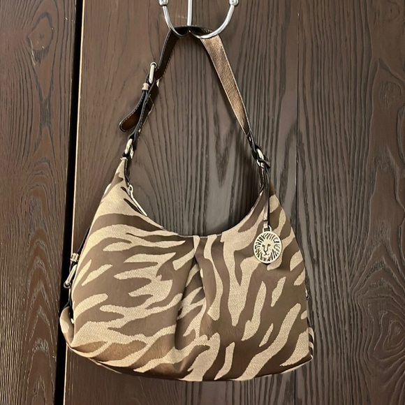 Anne Klein brown and tan patterned purse. - Picture 1 of 13